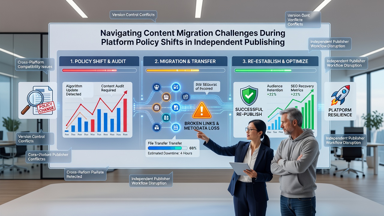 Content audit process showing structured migration planning for independent publishers