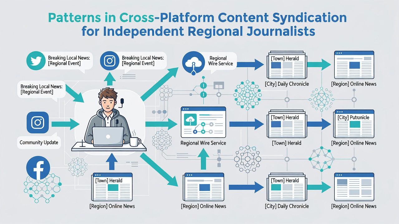Data dashboard displaying cross-platform engagement metrics for regional news syndication